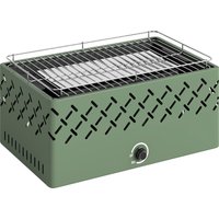 Portable Charcoal BBQ Grill Battery Powered Barbecue Grill Built Fan Camping Picnic Light Green