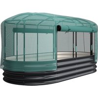 Galvanised Raised Garden Bed Kit Self Watering System Mesh Cover Garden Boxes 6x3Ft Dark Grey Green