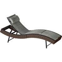 Rattan Sun Lounger Garden Recliner 5 Position Adjustable Back S Shaped Texteline Seat Headrest