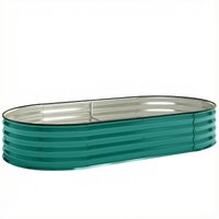 Galvanised Raised Garden Bed Metal Planter Box Safety Edging Flowers Herbs Succulents Light Green