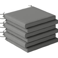 Set 6 Outdoor Seat Cushions Machine Washable Cover Water Repellent Seat Cushions Dark Grey