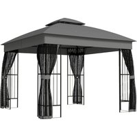 3 x 3 m Outdoor Garden Gazebo Post Shelves UPF50+ Double Roof Patio Permanent Pavilion