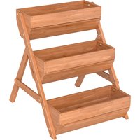 3 Tier Raised Flower Bed Wooden Elevated Planter Flower Vegetable Herb 65x75x78cm Aosom UK