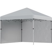 3 x 3 m Pop Up Gazebo UPF 30+ Party Tent 2 Sidewalls Weight Bags Wheeled Bag Light Grey