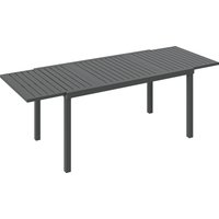 Extending Garden Table 6 8 People Full Aluminium Outdoor Dining Table Slatted Top Dark Grey