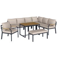 7 Seater Garden Furniture Set Metal Garden Sofa Set Cushions Outdoor Furniture Conversation Sets