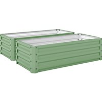 Set Two 110 x 50cm Steel Planter Boxes Light Green
