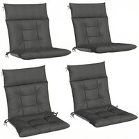 Patio Chair Cushions Set 4 Waterproof Non Slip Lounge Chair Cushions 112x53cm Dark Grey