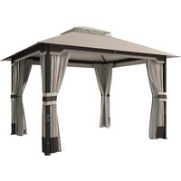 3 x 3.6 m Outdoor Garden Gazebo Netting Curtains Double Roof Patio Gazebo Permanent Pavilion