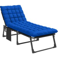 Folding Sun Lounger Garden 5 Position Oversized Camping Bed Recliner Cushions