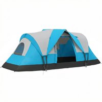 5 6 Man Camping Tent Tunnel Tent Water Resistant Hiking Shelter Groundsheet Carry Bag Light Blue