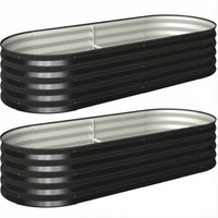 Set Two 150 x 60cm Steel Planters Dark Grey