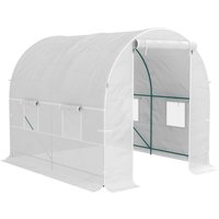 Heavy Duty Polytunnel Walk Polytunnel Greenhouse Door & Windows Galvanised Steel Frame 200W x 245D x 198H cm Aosom UK