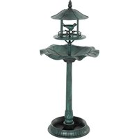 3 1 Garden Bird Bath Freestanding Birdbath Large Water Basin Underneath Flower Planter Φ50 x 113 cm