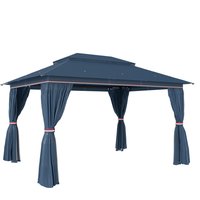 3 x 4 m Outdoor Garden Gazebo Netting Curtains UPF50+ Patio Gazebo Permanent Pavilion Canopy Dark Blue