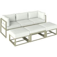 Garden Daybed 6 Piece Outdoor Sectional Sofa Set Aluminium Patio Conversation Furniture Set Coffee Table