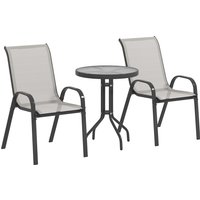 Three Piece Outdoor Garden Set Light Grey