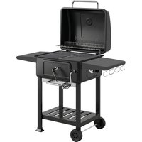 BBQ Grill Adjustable Pan Large Barbecue Grill Smoker Side Tables Temperature Outdoor
