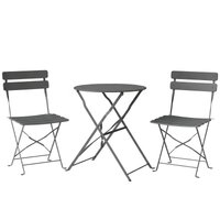 Folding Garden Bistro Set Outdoor Round Bistro Table Chairs Set 2 Electrophoresis Metal Frame