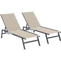 Sun Loungers Set 2 Side Tray Table Garden Recliners 5 Position Adjustable Backrest 2 Wheels