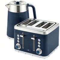 Electric Stainless Steel Kettle Toaster Set 3000W UK Strix Thermostat Dark Blue