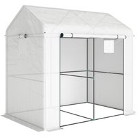 Walk Greenhouse Outdoor Tomato Greenhouse Roll up Door Mesh Windows PE Cover 200 x 140 x 200cm