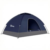 2 Person Camping Tent Dome Tent Zipped Doors Storage Pocket Portable Handy Bag Navy Blue