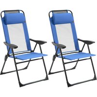 Set 2 Portable Folding Recliner Metal Outdoor Patio Chaise Lounge Chairs Adjustable Backrest