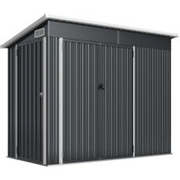 7.5 x 4.3ft Metal Garden Storage Shed Waterproof Outdoor Shed Triple Lockable Door Gloves Vents Dark Grey