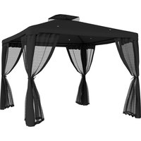 3 x 3 m Metal Gazebo Garden Pavillion Double Roof Outdoor Canopy Shelter Mesh Sidewalls