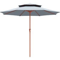 2.7 m Garden Parasol Double Top Outdoor Market Table Umbrella Crank System Light Grey
