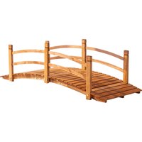 6FT Wooden Garden Bridge Safety Railings Classic Arc Footbridge Stream Pond Walkway