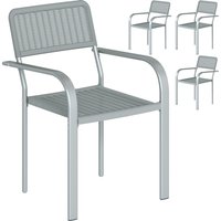 Stackable Garden Chairs Set 4 Rattan Effect Outdoor Dining Chairs Light Grey