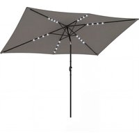 3 x 2 m Garden Parasol Umbrella LED Solar Light Parasol Cover Outdoor Market Patio Umbrella Dark Grey