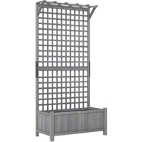 Raised Bed Drainage Holes Wood Planter Trellis Climbing Plants to Grow Vegetables Flowers Dark Grey Aosom UK