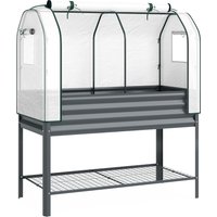 Galvanised Raised Planter Greenhouse Cover Metal Raised Garden Bed on Legs Bed Liner Bottom Shelf