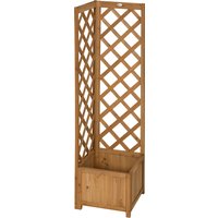 Wooden Planter Corner Trellis Freestanding Raised Garden Bed Drainage Bottom Outdoor Planter Box