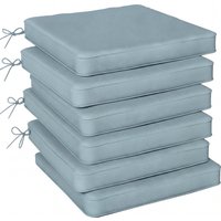 Set 6 Chair Cushion Seat Pads Dining Chair w Straps Indoor Outdoor Removable Tie On Garden Patio Light Grey