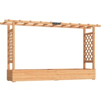 Raised Planter Trellis Wooden Raised Bed Garden Hanging Roof Drainage Holes Outdoor Planter Box