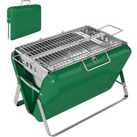 Charcoal BBQ Grill Portable Stainless Steel Barbecue Tilting Grate Camping Picnic Garden Dark Green
