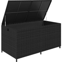 Garden Storage Box 2 Wheels Rattan Deck Box Waterproof Zipped Liner Safe Pneumatic Rods