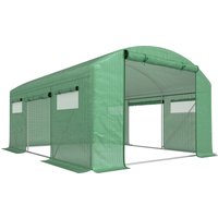 13 x 9.8ft Walk Greenhouse Heavy Duty Polytunnel Steel Frame Light Resist & Windproof Cover Aosom UK