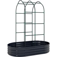 Galvanised Raised Garden Bed Arched Trellis 5 x 3 x 6ft Metal Raised Bed Garden Open Bottom Dark Grey
