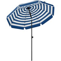 1.8 m Beach Umbrella Parasol Anchor Portable 30° Tilting Patio Sun Shade Adjustable Height Blue White