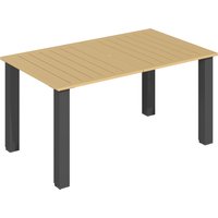 Garden Dining Table 6 Parasol Hole Rectangle Outdoor Garden Table Slatted Metal Top Steel Frame
