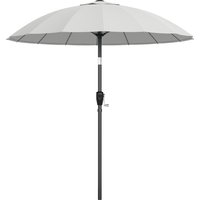 2 m Shanghai Garden Parasol Umbrella 16 Fibreglass Ribs Outdoor Parasol Sun Shade Crank & Tilt Light Grey