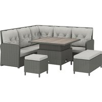 6 Pieces Outdoor PE Rattan Garden Furniture Patio Wicker Sectional Conversation Corner Sofa