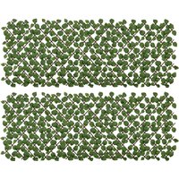 Set 2 Expandable Artificial Trellis Hedges – Realistic Leaf Privacy Screen 2 x 1 m