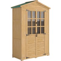 Outdoor Wooden Storage Cabinet Garden Tool Shed Acrylic Windows Patio Light
