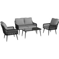 Rattan Garden Furniture Set 4 Piece Outdoor Patio Furniture Tempered Glass Table Chairs Indoor Balcony Conservatory Set
